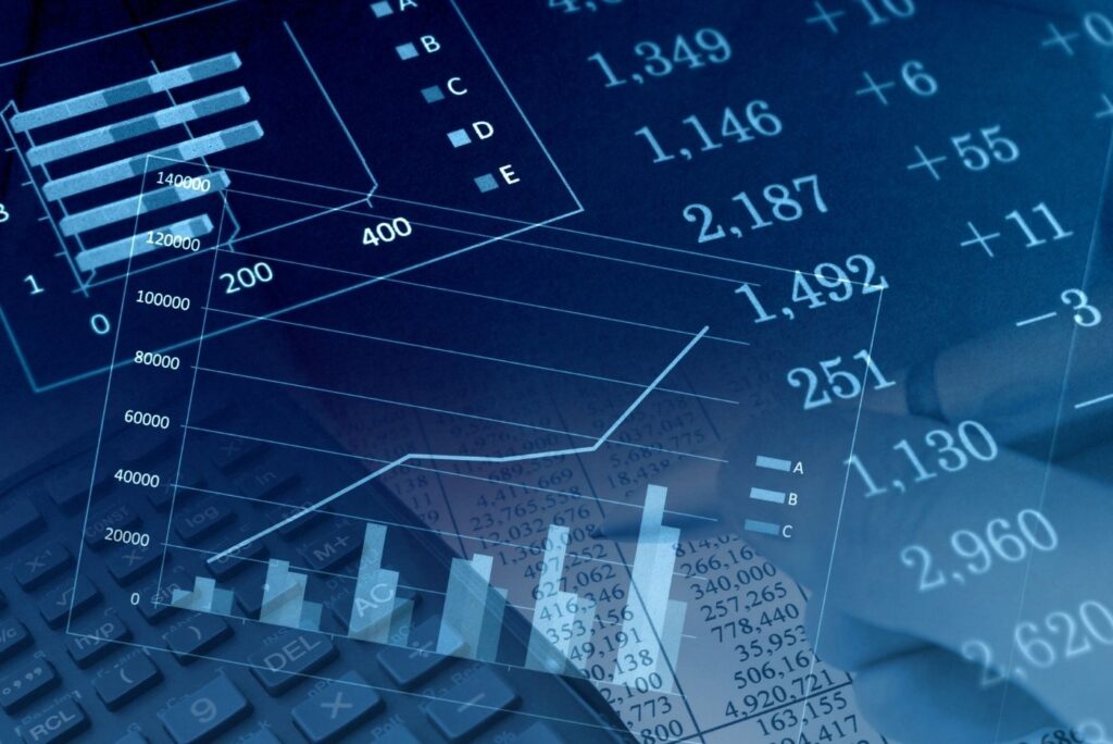 layered numerical charts and bar graphs